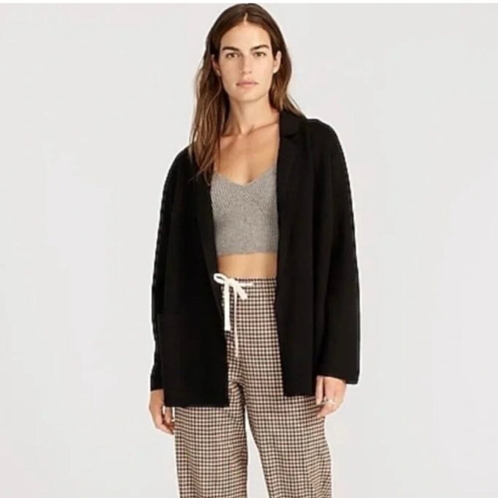J. Crew Eloise Sweater Blazer Black Knit Open Cardigan Size Small BA552 Work